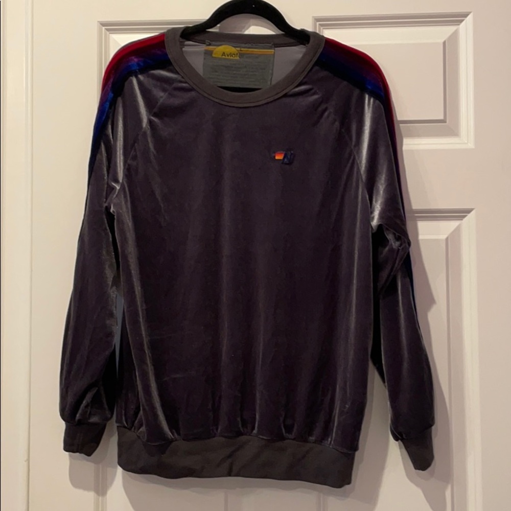Aviator nation grey velvet sweatshirt